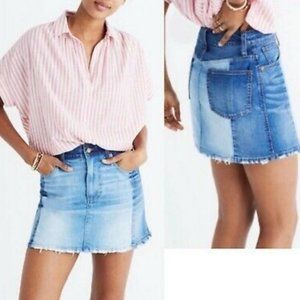 Madewell patchwork denim mini skirt